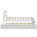 Lit plateforme double avec lit gigogne, cadre de lit double en bois avec tête de lit pour chambre à coucher