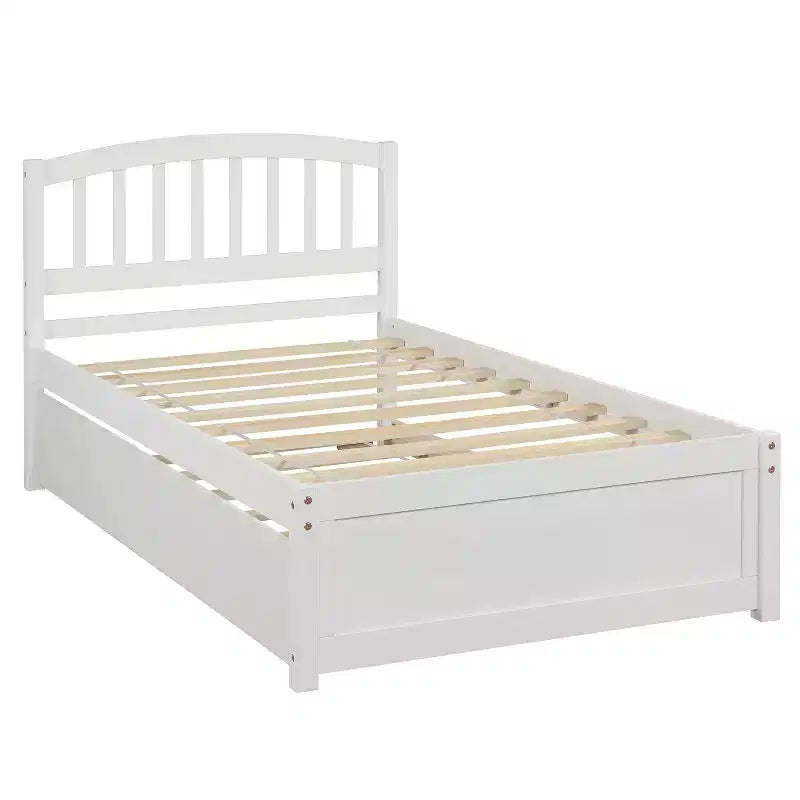 Lit plateforme double avec lit gigogne, cadre de lit double en bois avec tête de lit pour chambre à coucher