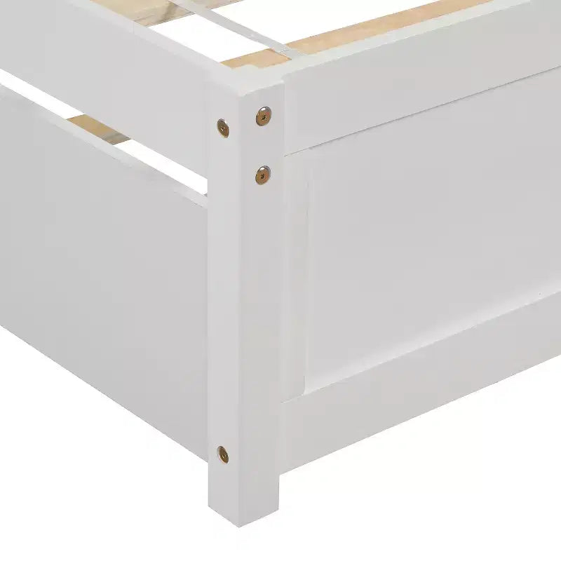Lit plateforme double avec lit gigogne, cadre de lit double en bois avec tête de lit pour chambre à coucher