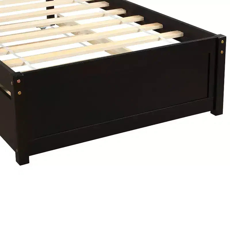 Lit plateforme double avec lit gigogne, cadre de lit double en bois avec tête de lit pour chambre à coucher