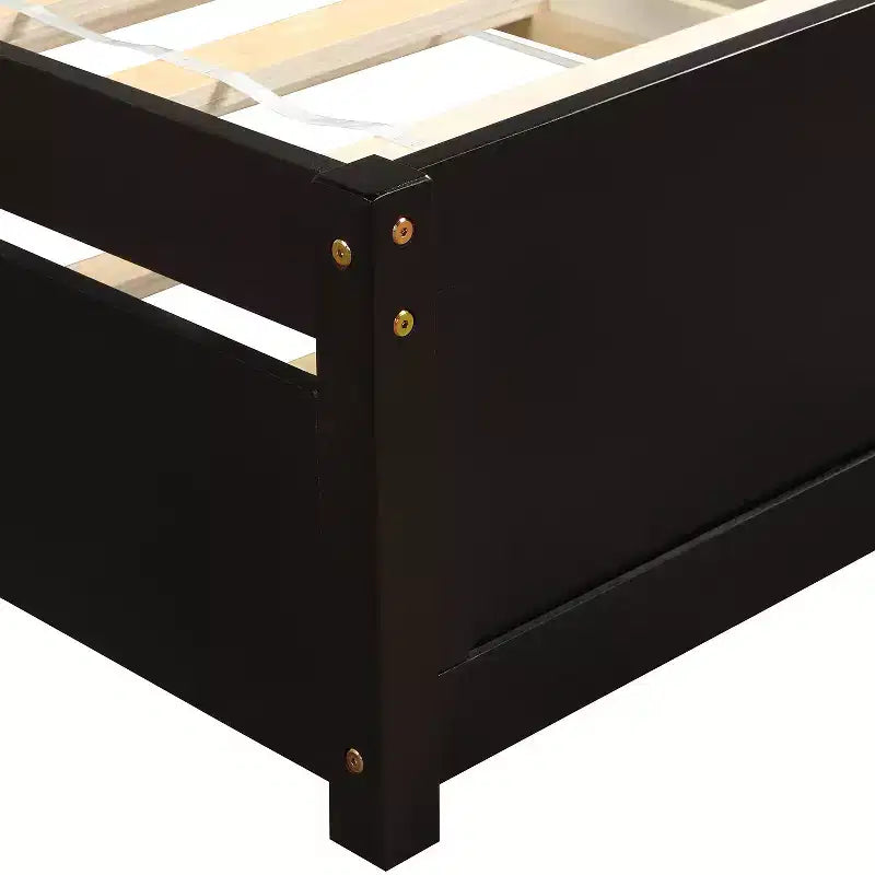 Lit plateforme double avec lit gigogne, cadre de lit double en bois avec tête de lit pour chambre à coucher