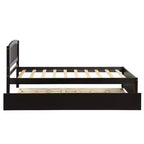 Lit plateforme double avec lit gigogne, cadre de lit double en bois avec tête de lit pour chambre à coucher