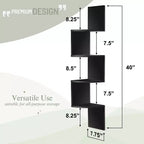 Étagère d'angle murale flottante Zig Zag à 5 niveaux (101,6 cm de hauteur) pour salon, chambre, bureau et plus - Solution de rangement peu encombrante