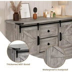 Commode blanche à 4 tiroirs de 45 po avec portes de grange - Commode en bois pour chambre à coucher, placard, salon, meuble TV