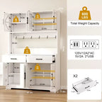 71 Meuble de cuisine à LED avec prise de courant, meuble de bar à café, grand buffet de rangement de cuisine avec étagères de porte et tablettes