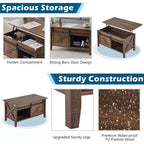 Table Basse Relevable de Ferme, Tables Basses avec Étagère de Rangement/Compartiment Caché, Mesa De Centro para Sala, Marron Rustique