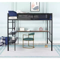 Bellemave Metal Full Size Loft Bed with Desk / Sturdy Metal Bed Frame/ Noise-free Wood Slats/ Comfortable Textilene GuardrailSuitable for teenagers