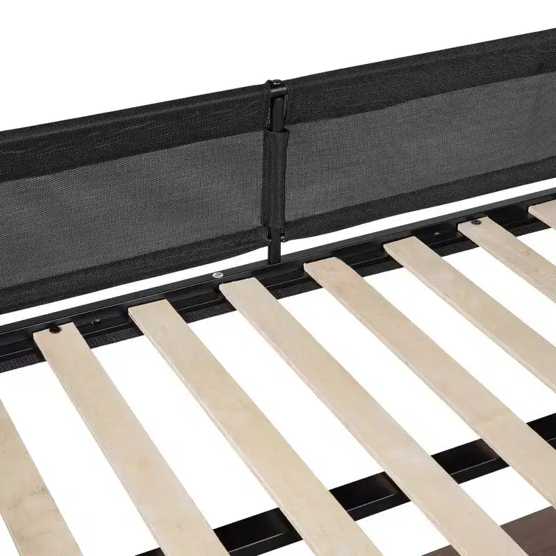 Lit mezzanine double en métal avec bureau / Cadre de lit robuste en métal / Lattes en bois silencieuses / Balustrade confortable en textilène Convient aux adolescents