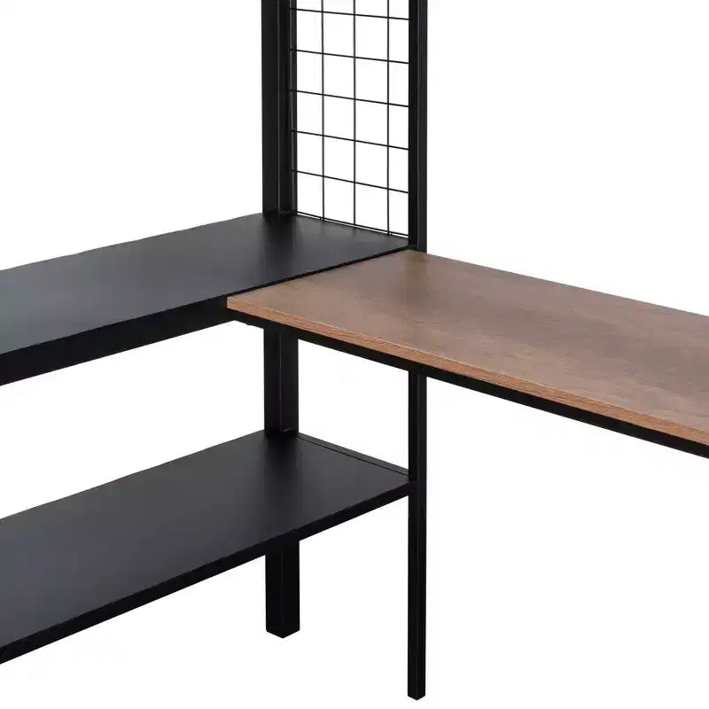Lit mezzanine double en métal avec bureau / Cadre de lit robuste en métal / Lattes en bois silencieuses / Balustrade confortable en textilène Convient aux adolescents