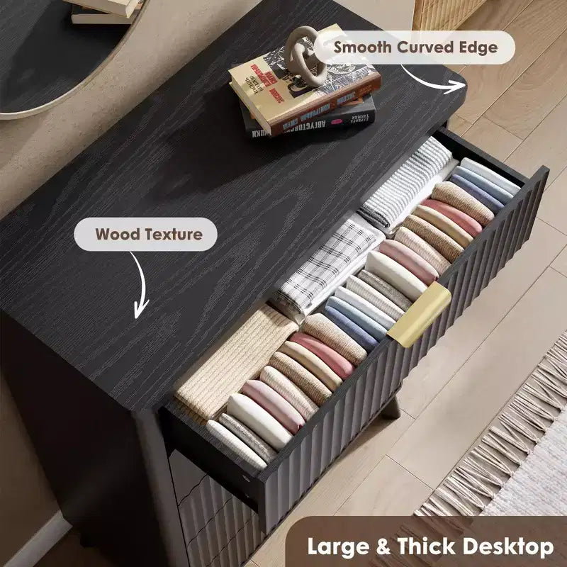 Commode à 5 tiroirs pour chambre à coucher, commode de 120 cm de hauteur avec poignées dorées, table de chevet en bois, organisateur de rangement pour vêtements pour entrée et chambre à coucher.