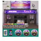 Meuble TV LED avec prises de courant pour téléviseurs jusqu'à 65 pouces, meuble de divertissement avec étagères réglables et portes vitrées pour salon