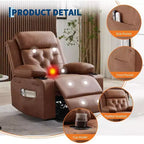 Fauteuil inclinable confortable en velours côtelé, fauteuil inclinable releveur surdimensionné en cuir PU, design réglable, poches latérales, deux porte-gobelets, pour salon, chambre à coucher