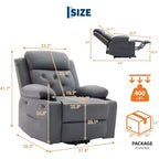 Fauteuil inclinable confortable en velours côtelé, fauteuil inclinable releveur surdimensionné en cuir PU, design réglable, poches latérales, deux porte-gobelets, pour salon, chambre à coucher