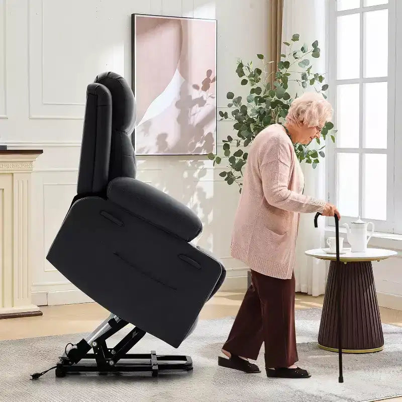 Fauteuil inclinable confortable en velours côtelé, fauteuil inclinable releveur surdimensionné en cuir PU, design réglable, poches latérales, deux porte-gobelets, pour salon, chambre à coucher