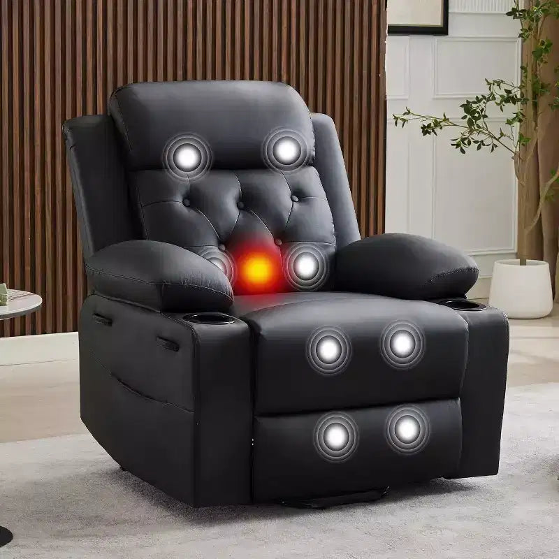 Comfy Corduroy Recliner Chair, Oversized PU Leather Lift Recliner, Adjustable Design, Side Pockets, Two Cup Holders, for Living Room, Bedroom