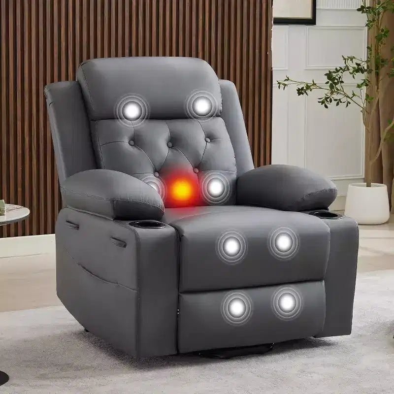 Fauteuil inclinable confortable en velours côtelé, fauteuil inclinable releveur surdimensionné en cuir PU, design réglable, poches latérales, deux porte-gobelets, pour salon, chambre à coucher