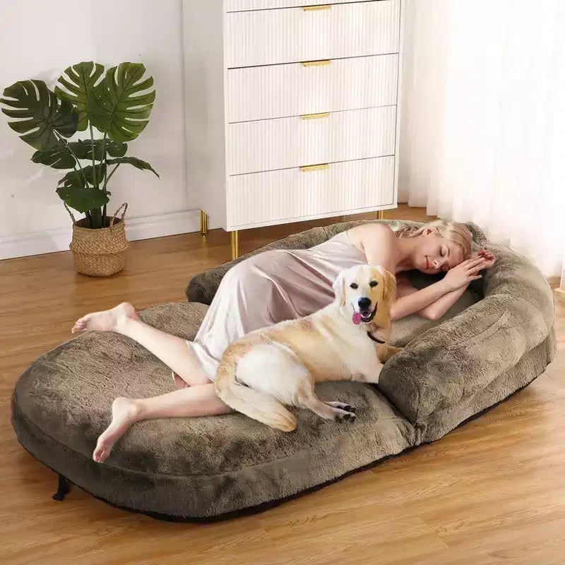 Comfortable Human Sized Dog Bed, Faux Fur Comfortable Floor Sofa Bed, Large Dog Bed, Removable Cover, for Reading Snoozing