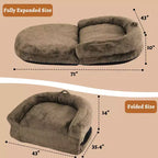 Lit pour chien confortable de taille humaine, lit de canapé moelleux en fausse fourrure, grand lit pour chien, housse amovible, pour lire et faire la sieste