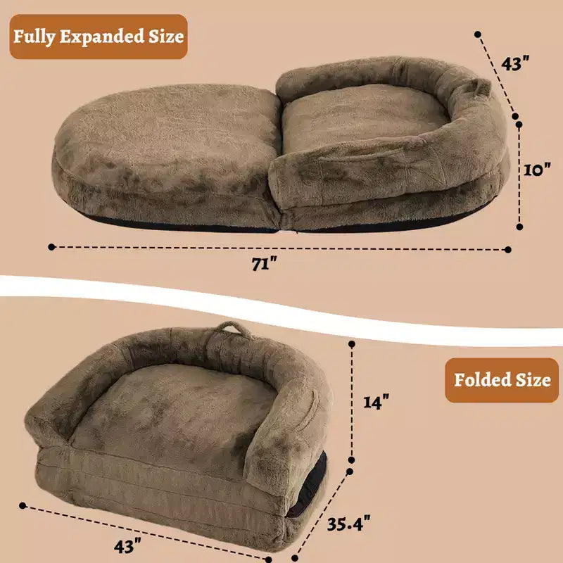 Lit pour chien confortable de taille humaine, lit de canapé moelleux en fausse fourrure, grand lit pour chien, housse amovible, pour lire et faire la sieste