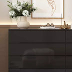 Commode moderne 8 tiroirs avec éclairage LED intégré, finition brillante et polyvalence multi-pièces, Meuble de rangement, Organisateur élégant pour la maison
