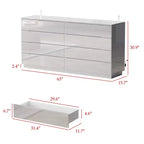 Commode moderne 8 tiroirs avec éclairage LED intégré, finition brillante et polyvalence multi-pièces, Meuble de rangement, Organisateur élégant pour la maison