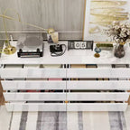 Commode moderne 8 tiroirs avec éclairage LED intégré, finition brillante et polyvalence multi-pièces, Meuble de rangement, Organisateur élégant pour la maison