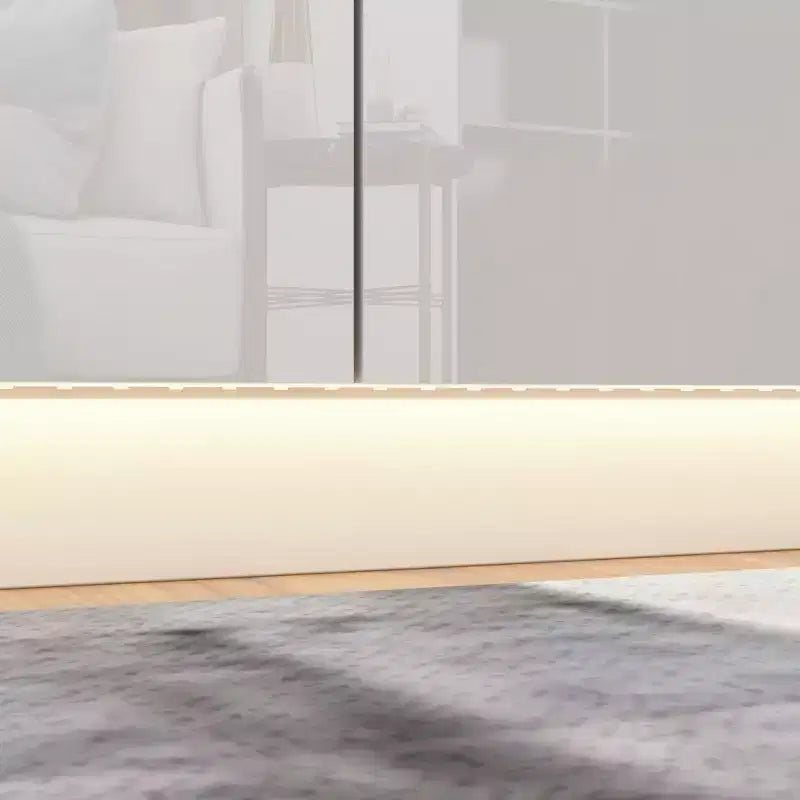 Commode moderne 8 tiroirs avec éclairage LED intégré, finition brillante et polyvalence multi-pièces, Meuble de rangement, Organisateur élégant pour la maison