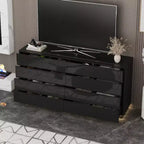 Commode moderne 8 tiroirs avec éclairage LED intégré, finition brillante et polyvalence multi-pièces, Meuble de rangement, Organisateur élégant pour la maison