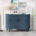 Modern Curved Wood Sideboard, 4-Door Console Cabinet with Adjustable Shelves, Decorative Storage for Coffee Bar or Entryway
