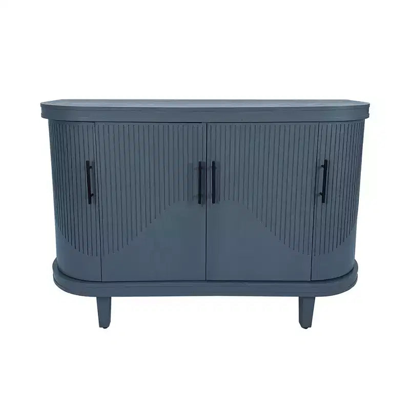 Buffet moderne en bois courbé, Meuble console à 4 portes avec étagères réglables, Rangement décoratif pour bar à café ou entrée