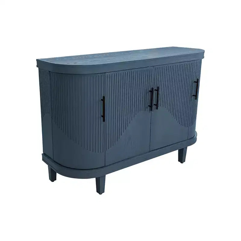 Buffet moderne en bois courbé, Meuble console à 4 portes avec étagères réglables, Rangement décoratif pour bar à café ou entrée