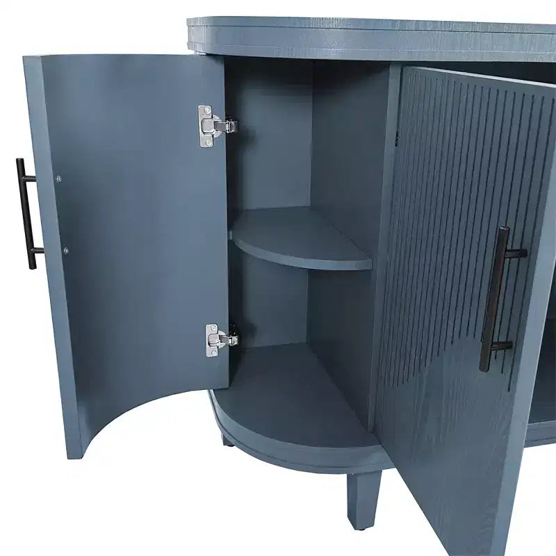 Buffet moderne en bois courbé, Meuble console à 4 portes avec étagères réglables, Rangement décoratif pour bar à café ou entrée