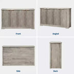 Buffet de rangement décoratif moderne avec détails rainurés, doté de portes et d'étagères. Fabriqué en bois, idéal pour les salons, les entrées