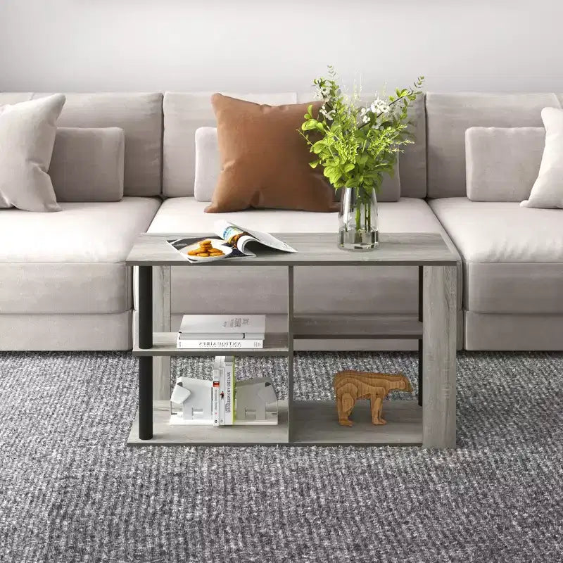 Table basse à 3 niveaux avec étagères ouvertes, petite table d'appoint pour salon et chambre