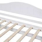 Lit baldaquin double avec lit gigogne, cadre de lit de repos double en bois, canapé-lit double, cadre de lit plateforme à 4 montants, blanc