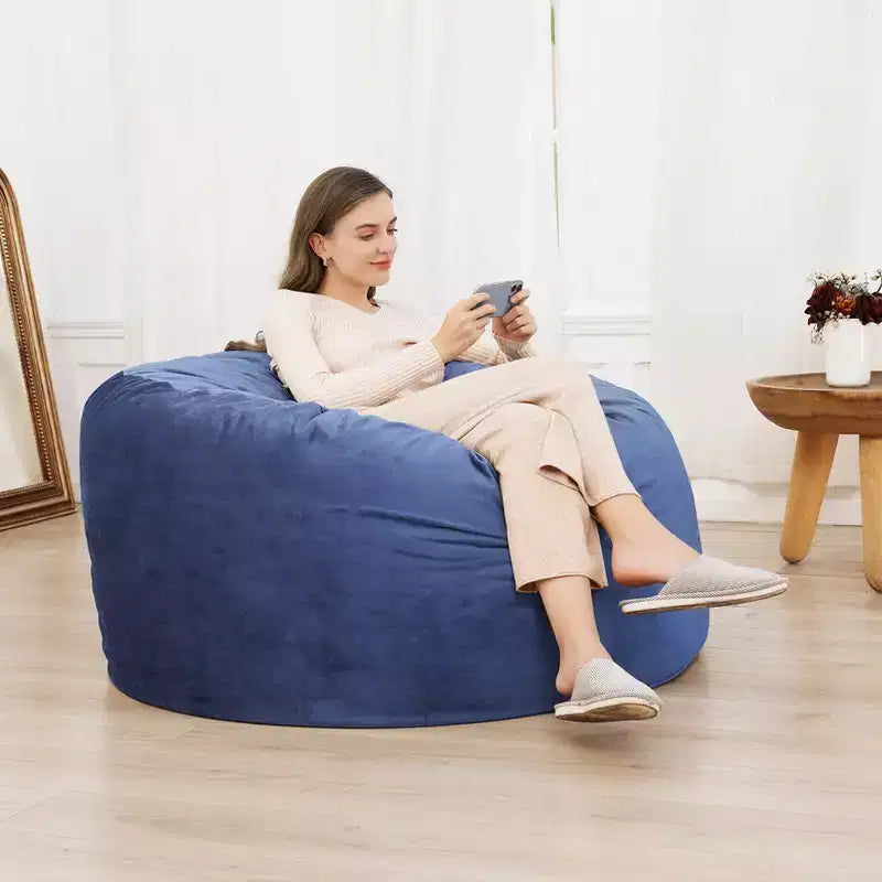 Pouf géant en mousse à mémoire de forme de 90 cm – Tissu doux en velours hollandais, canapé rond avec rembourrage inclus pour adultes