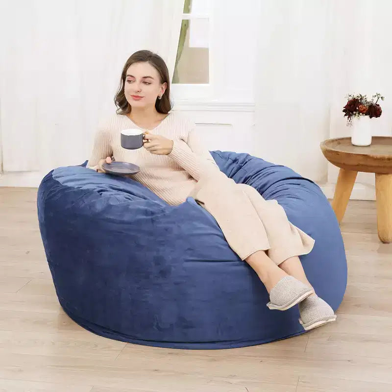 Pouf géant en mousse à mémoire de forme de 90 cm – Tissu doux en velours hollandais, canapé rond avec rembourrage inclus pour adultes