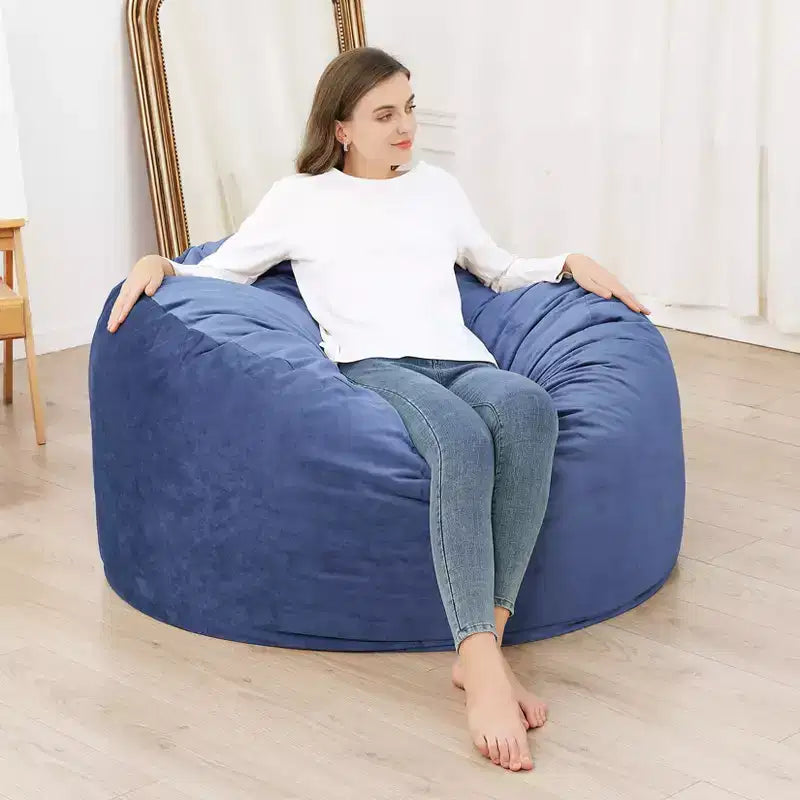 Pouf géant en mousse à mémoire de forme de 90 cm – Tissu doux en velours hollandais, canapé rond avec rembourrage inclus pour adultes
