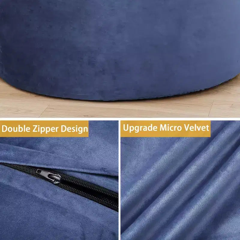Pouf géant en mousse à mémoire de forme de 90 cm – Tissu doux en velours hollandais, canapé rond avec rembourrage inclus pour adultes