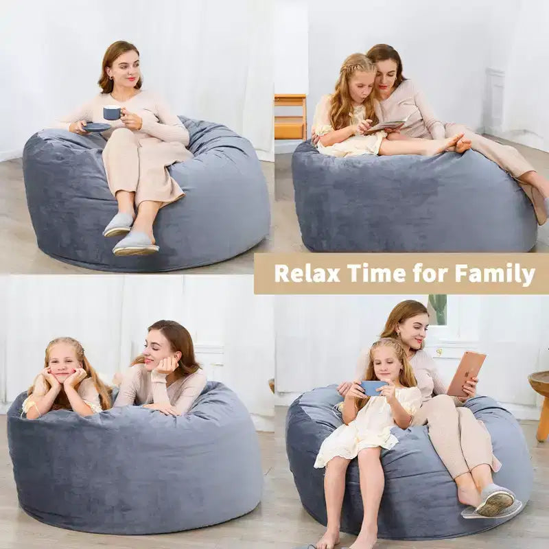 Pouf géant en mousse à mémoire de forme de 90 cm – Tissu doux en velours hollandais, canapé rond avec rembourrage inclus pour adultes