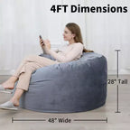 Pouf géant en mousse à mémoire de forme de 90 cm – Tissu doux en velours hollandais, canapé rond avec rembourrage inclus pour adultes