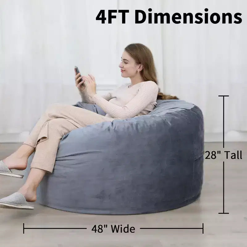 Pouf géant en mousse à mémoire de forme de 90 cm – Tissu doux en velours hollandais, canapé rond avec rembourrage inclus pour adultes