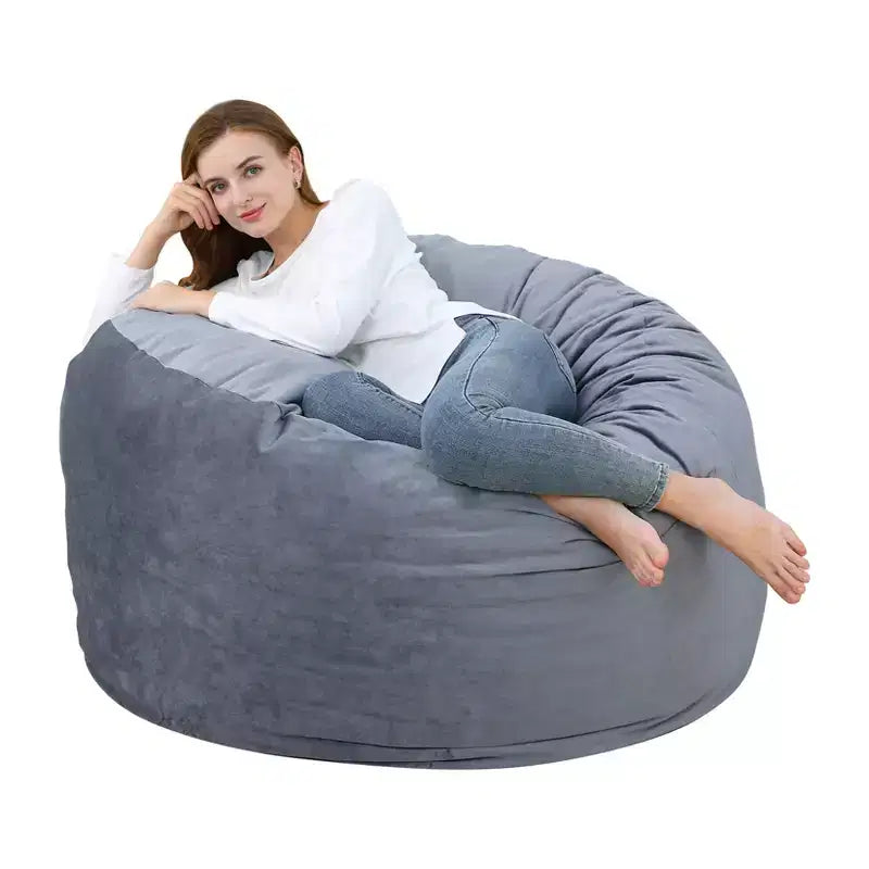Pouf géant en mousse à mémoire de forme de 90 cm – Tissu doux en velours hollandais, canapé rond avec rembourrage inclus pour adultes