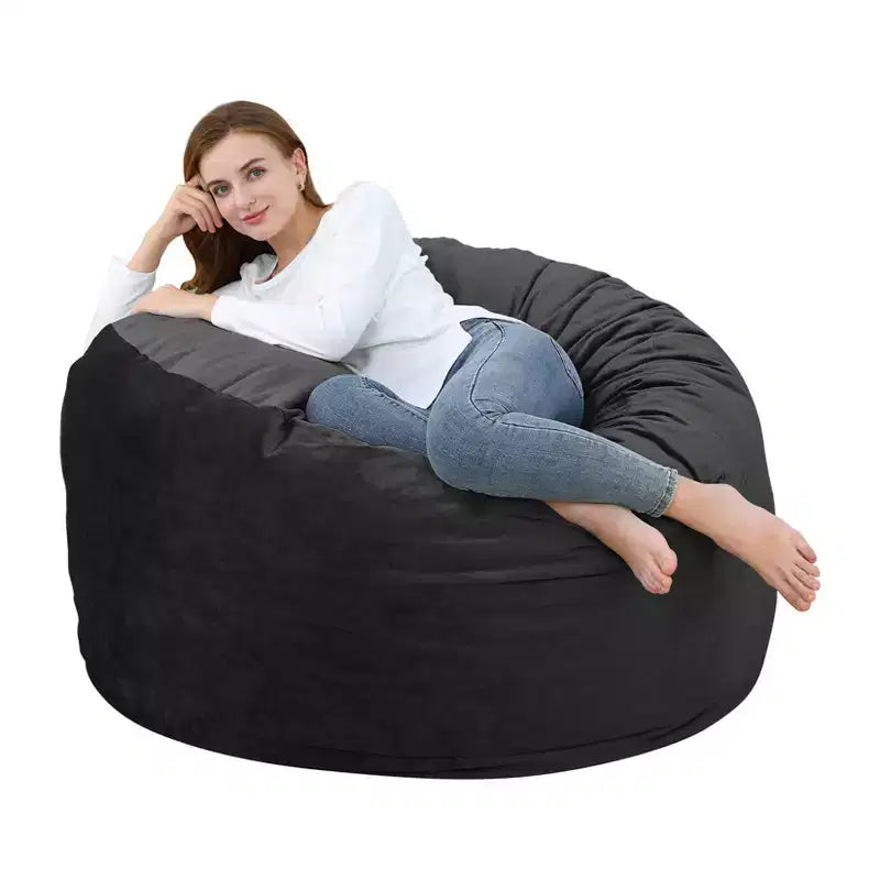 Pouf géant en mousse à mémoire de forme de 90 cm – Tissu doux en velours hollandais, canapé rond avec rembourrage inclus pour adultes