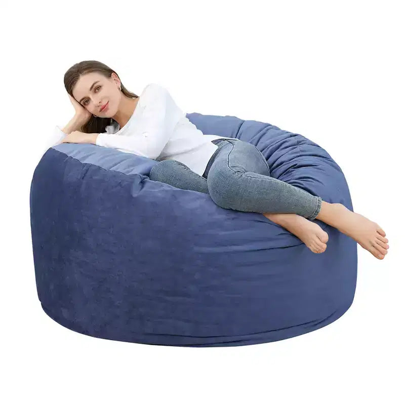 Pouf géant en mousse à mémoire de forme de 90 cm – Tissu doux en velours hollandais, canapé rond avec rembourrage inclus pour adultes