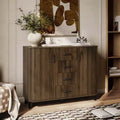 LuxenHome 47.2 W Accent Cabinet with Doors, Mid-Century Storage Cabinet for Living Room, Dining Room, Entryway, Dark Walnut