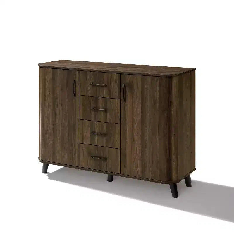 Meuble d'appoint 47,2 W avec portes, meuble de rangement Mid-Century pour salon, salle à manger, entrée, noyer foncé