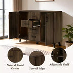 Meuble d'appoint 47,2 W avec portes, meuble de rangement Mid-Century pour salon, salle à manger, entrée, noyer foncé
