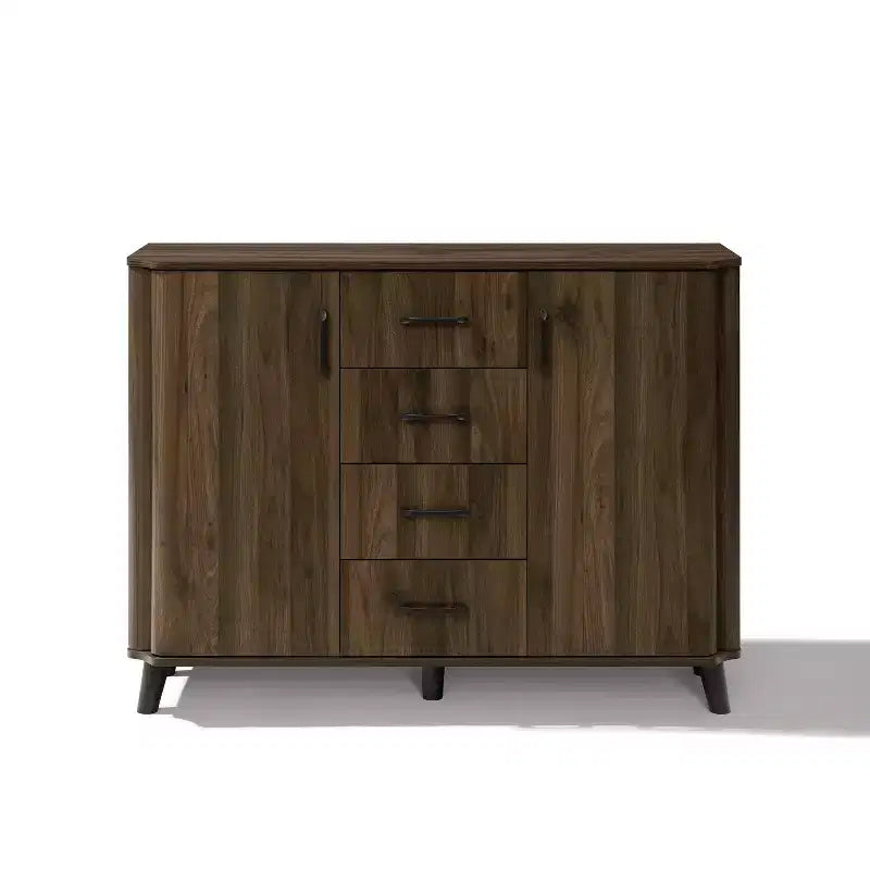 Meuble d'appoint 47,2 W avec portes, meuble de rangement Mid-Century pour salon, salle à manger, entrée, noyer foncé
