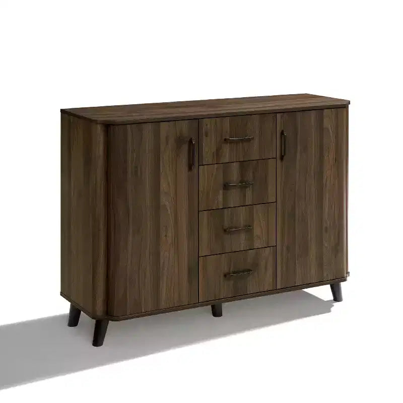 Meuble d'appoint 47,2 W avec portes, meuble de rangement Mid-Century pour salon, salle à manger, entrée, noyer foncé